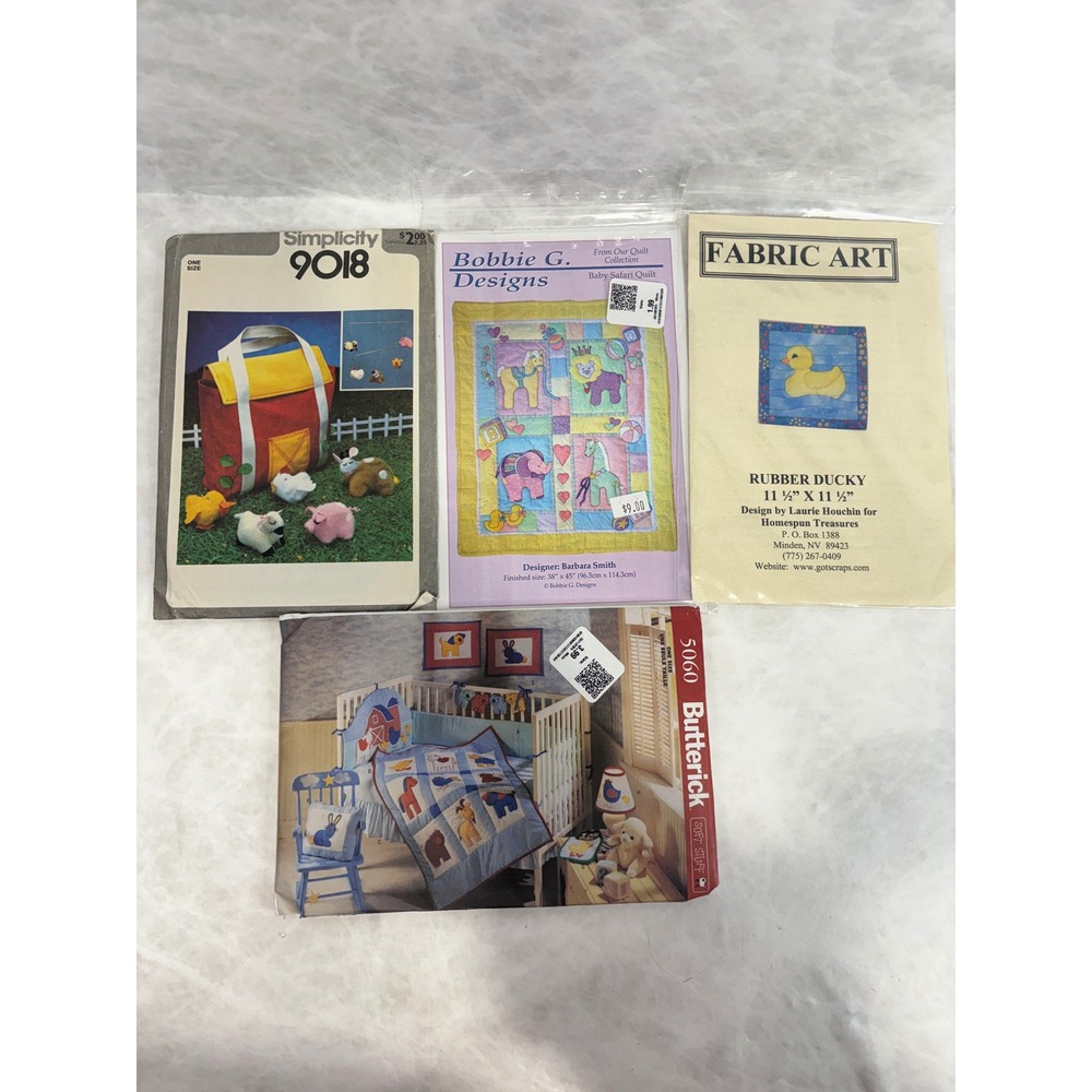 Lot of 4 Baby Nursery Sewing‎ Patterns Simplicity 9018 Butterick 5060 Quilt